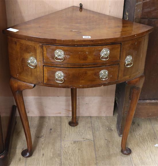 A mahogany corner lowboy W.67cm